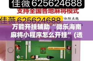 万能开挂辅助“微乐海南麻将小程序怎么开挂”(透视)其实确实有挂