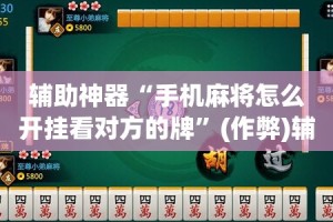 辅助神器“手机麻将怎么开挂看对方的牌”(作弊)辅助透视教程