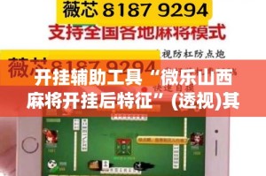 开挂辅助工具“微乐山西麻将开挂后特征”(透视)其实确实有挂