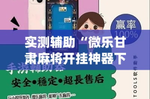 实测辅助“微乐甘肃麻将开挂神器下载”专业师傅带你一起了解(确实有挂