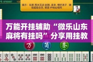 万能开挂辅助“微乐山东麻将有挂吗”分享用挂教程