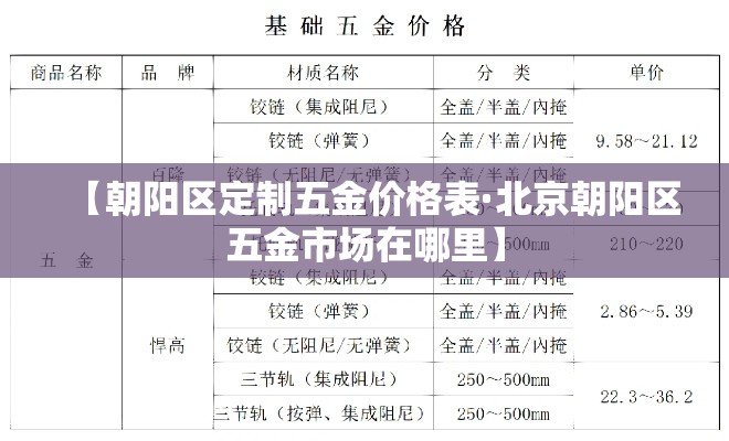 【朝阳区定制五金价格表·北京朝阳区五金市场在哪里】 【朝阳区定制五金价格表·北京朝阳区五金市场在哪里】