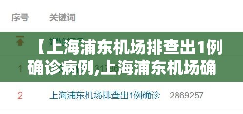 【上海浦东机场排查出1例确诊病例,上海浦东机场确诊病历活动轨迹】