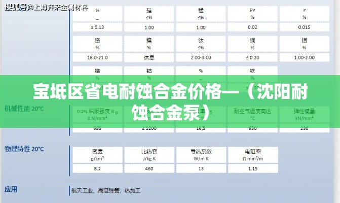 宝坻区省电耐蚀合金价格—（沈阳耐蚀合金泵）