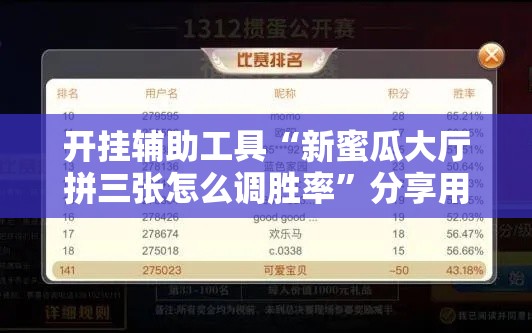 开挂辅助工具“新蜜瓜大厅拼三张怎么调胜率	”分享用挂教程
