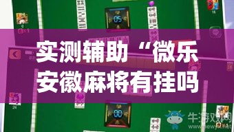 实测辅助“微乐安徽麻将有挂吗”专业师傅带你一起了解(确实有挂
