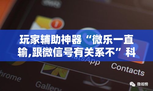 玩家辅助神器“微乐一直输,跟微信号有关系不	”科技辅助神器手机版