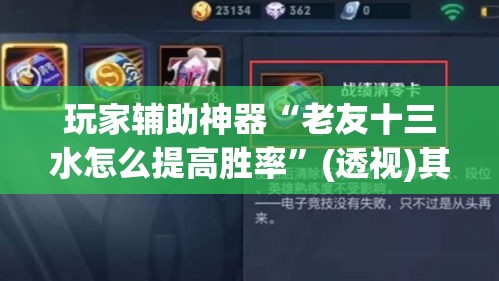 玩家辅助神器“老友十三水怎么提高胜率”(透视)其实确实有挂
